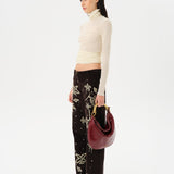 ALBA - Fitted long-sleeve mesh top with side tie detail
