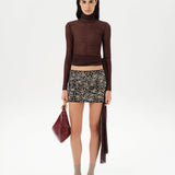ALBA - Fitted long-sleeve mesh top with side tie detail