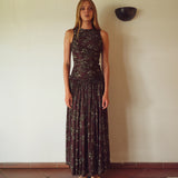 ALINA - Printed open-back ruched maxi jersey dress