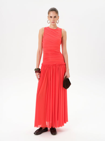 ALINA - Open-back ruched maxi jersey dress by SIEDRÉS