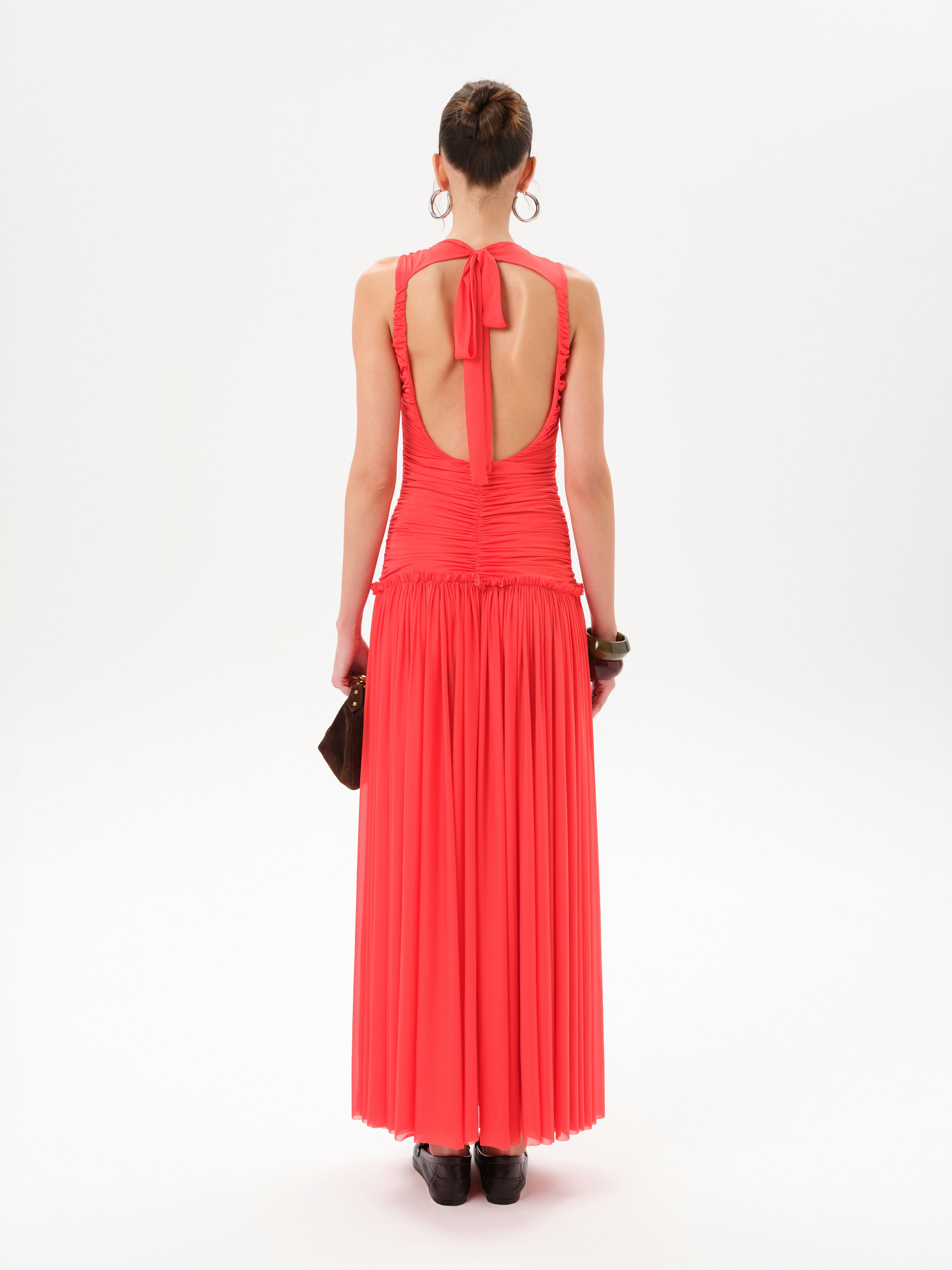 ALINA - Open-back ruched maxi jersey dress