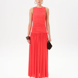 ALINA - Open-back ruched maxi jersey dress