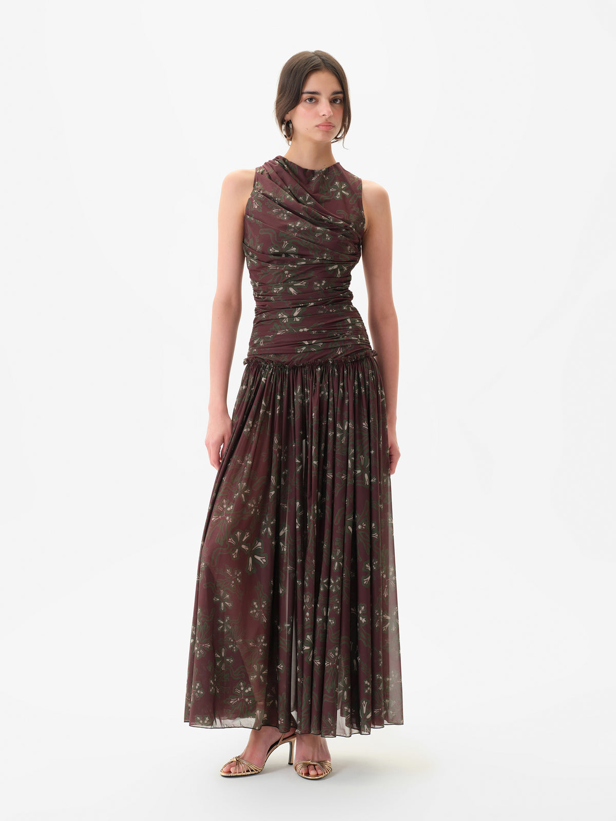 alina khaki plunge maxi dress Size:US 10 (EU 42) Crafted from a lightweight velour robe H&M | Dresses |