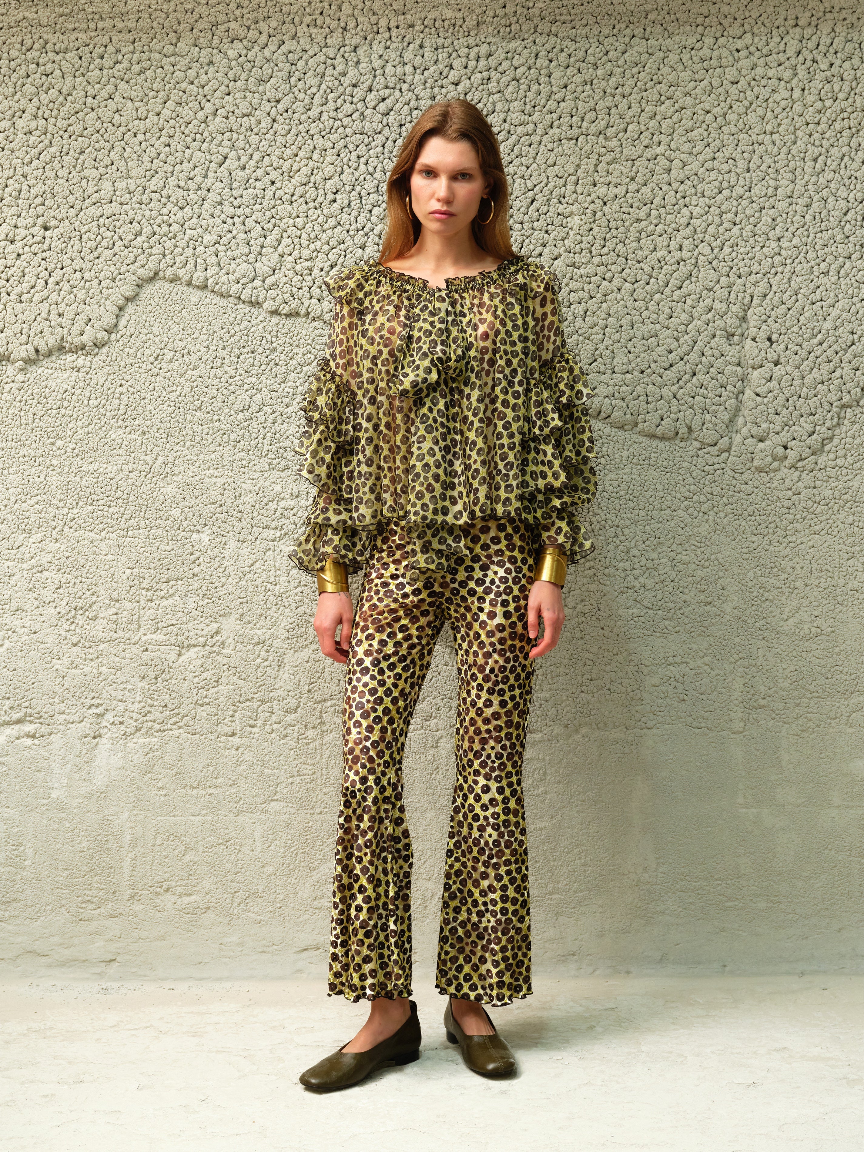 AMAYA - Polka-dot ruffled off-shoulder top