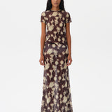 SINY - Printed mesh semi-sheer maxi skirt