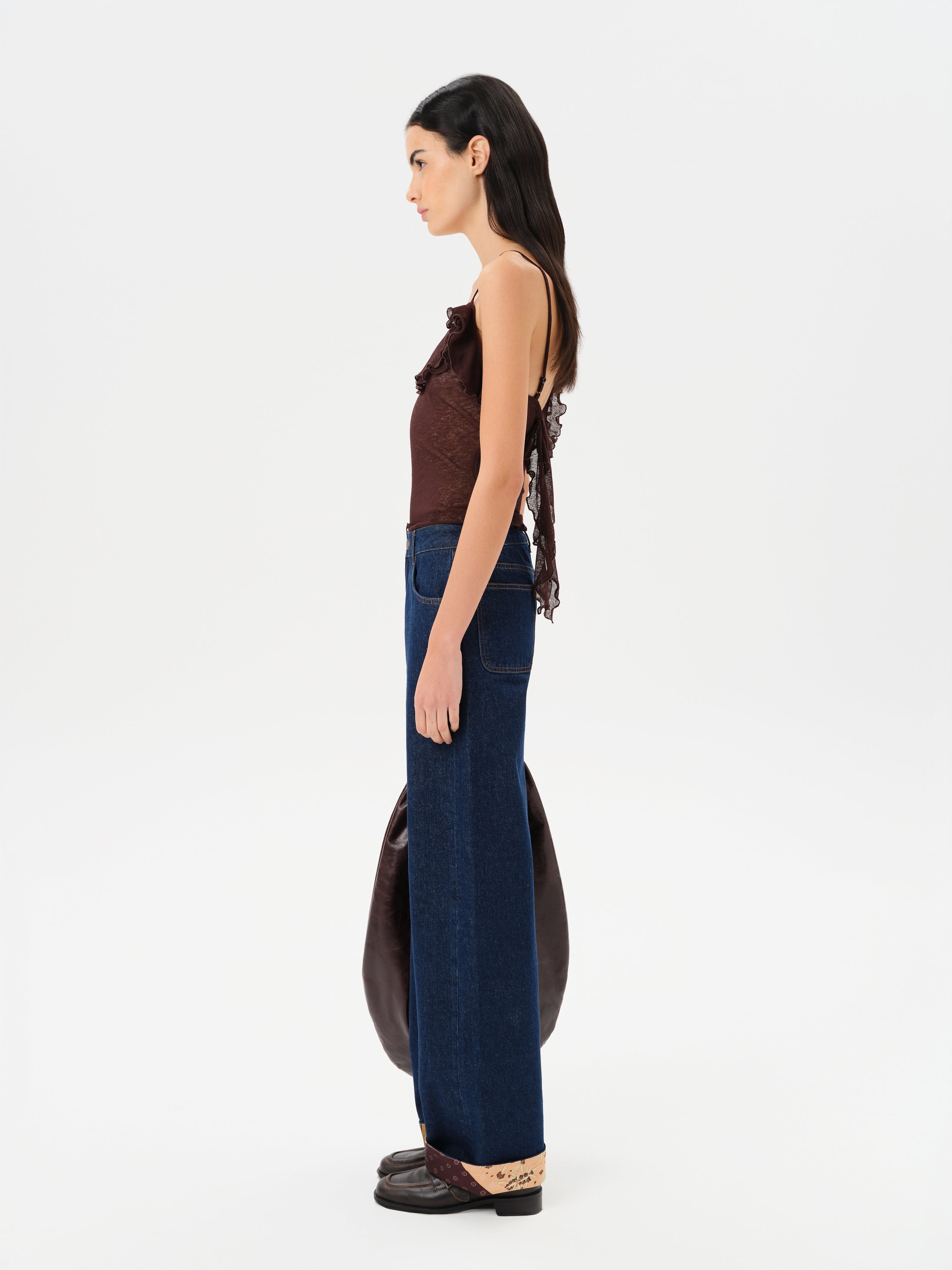 ARLA - Sheer mesh top with ruffle detail
