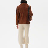 ASEAN - Contrast top-stitched suede leather jacket