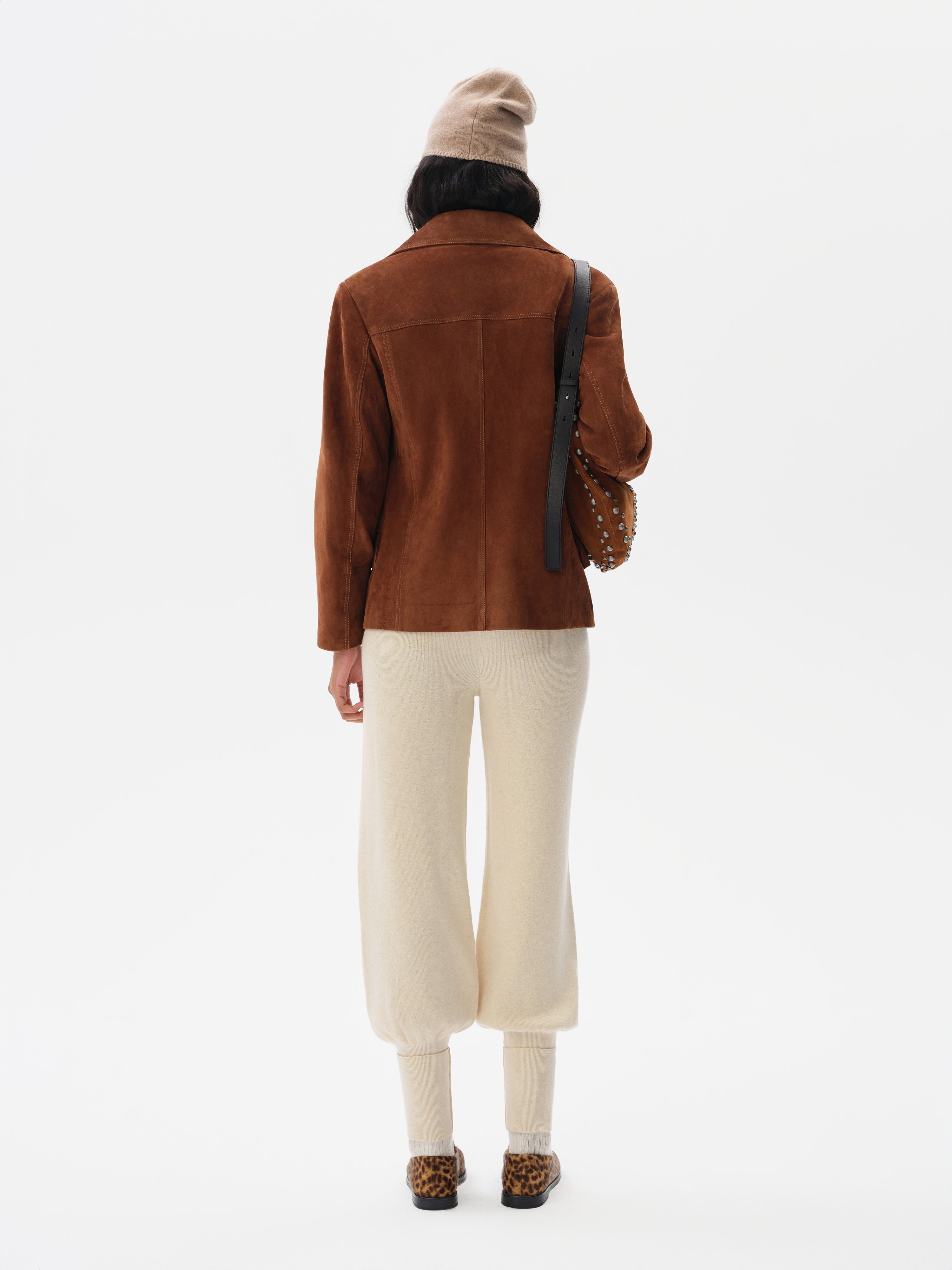 ASEAN - Contrast top-stitched suede leather jacket