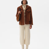 ASEAN - Contrast top-stitched suede leather jacket