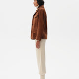 ASEAN - Contrast top-stitched suede leather jacket