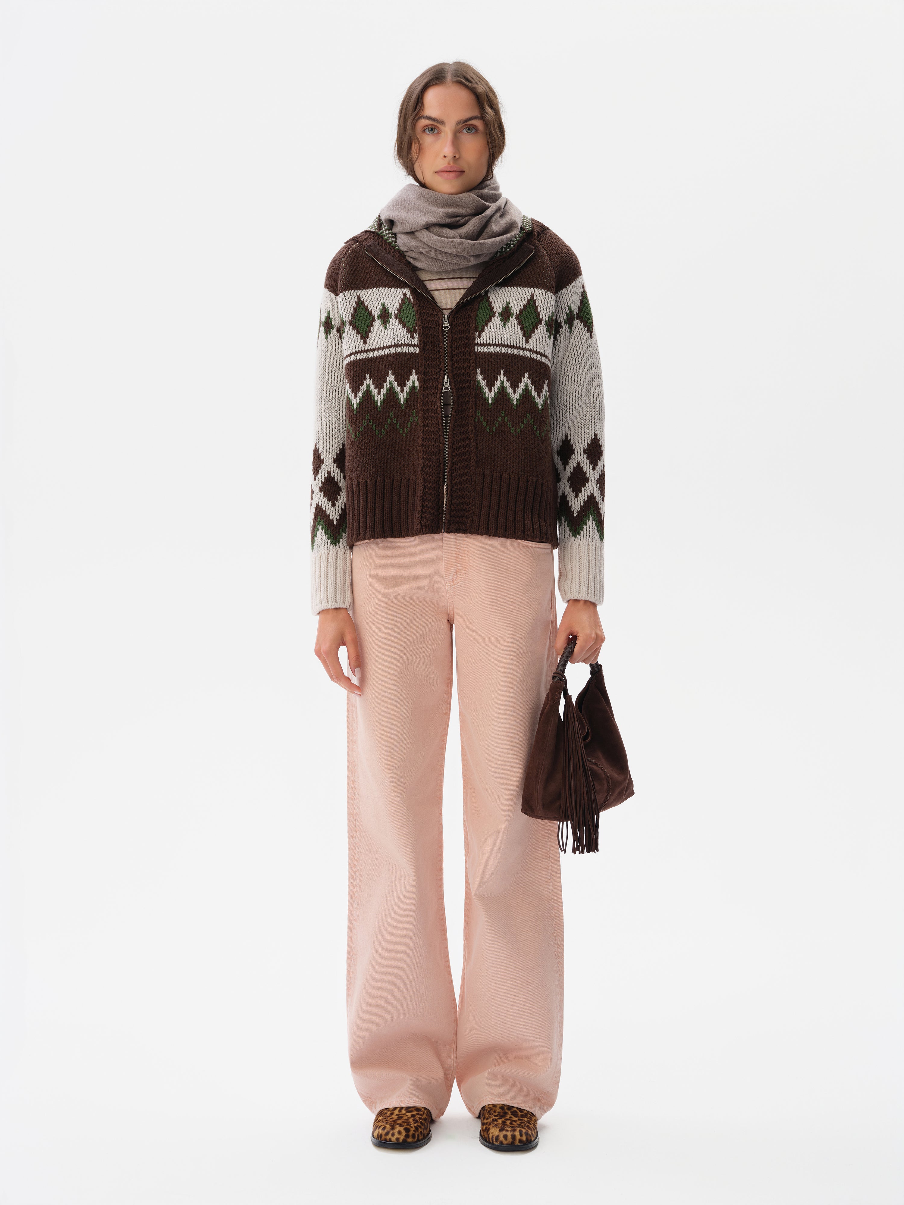 BACYS - Zip-up Fair Isle cardigan