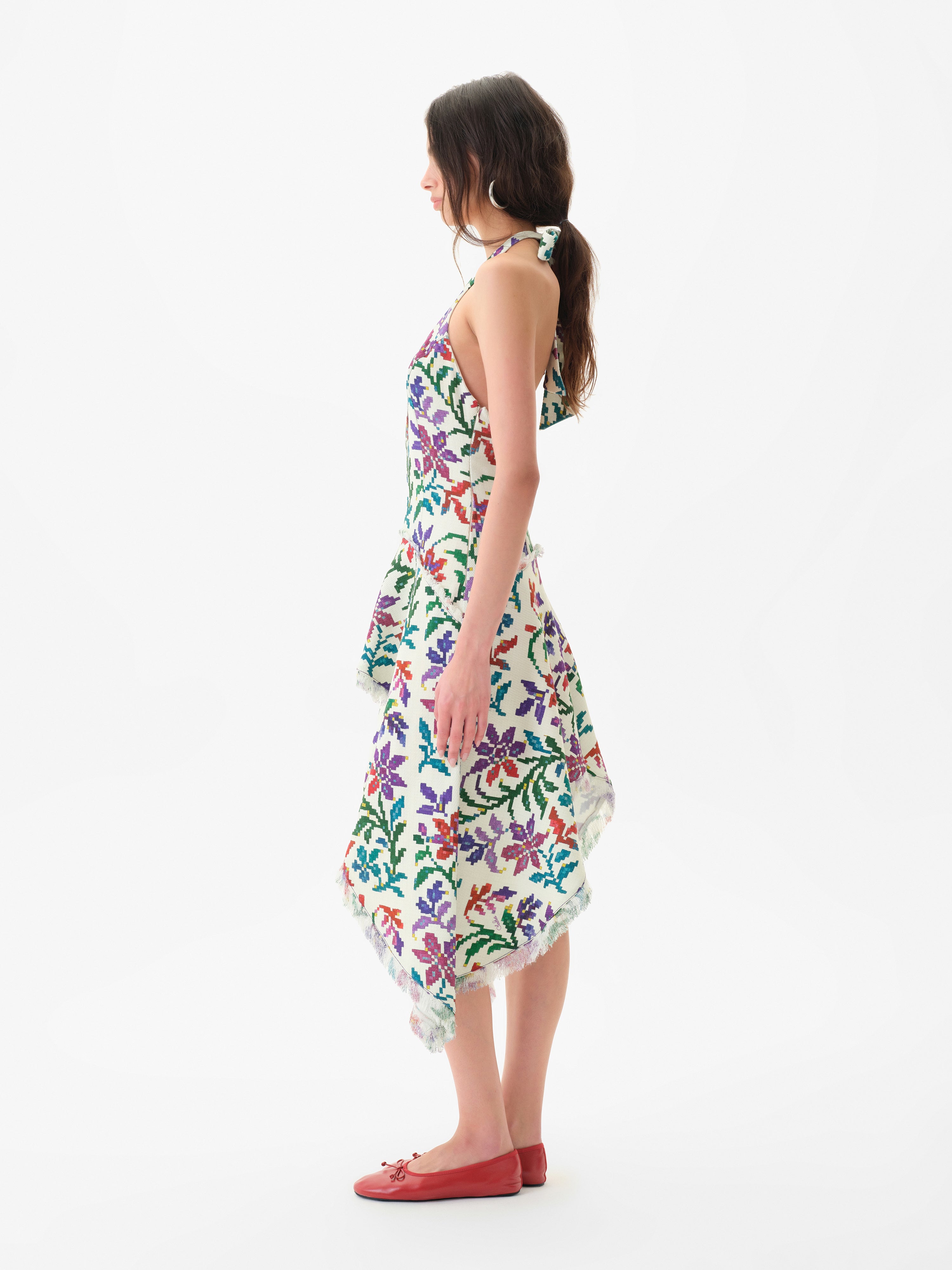 loft tapestry halter dress Loft Tapestry Halter Women's Dress XS, Med, Large, XL Color: Whisper White/Multi