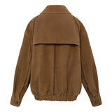 BERNIE - Oversized leather bomber jacket with contast stiching detail