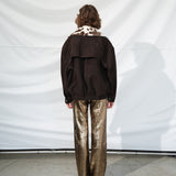 BERNIE - Oversize leather bomber jacket with detachable animal-print shearling collar