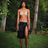 BIANCA - Sequin midi skirt with laced side slit