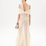 BLAIR - Chiffon maxi dress with gathered detailing