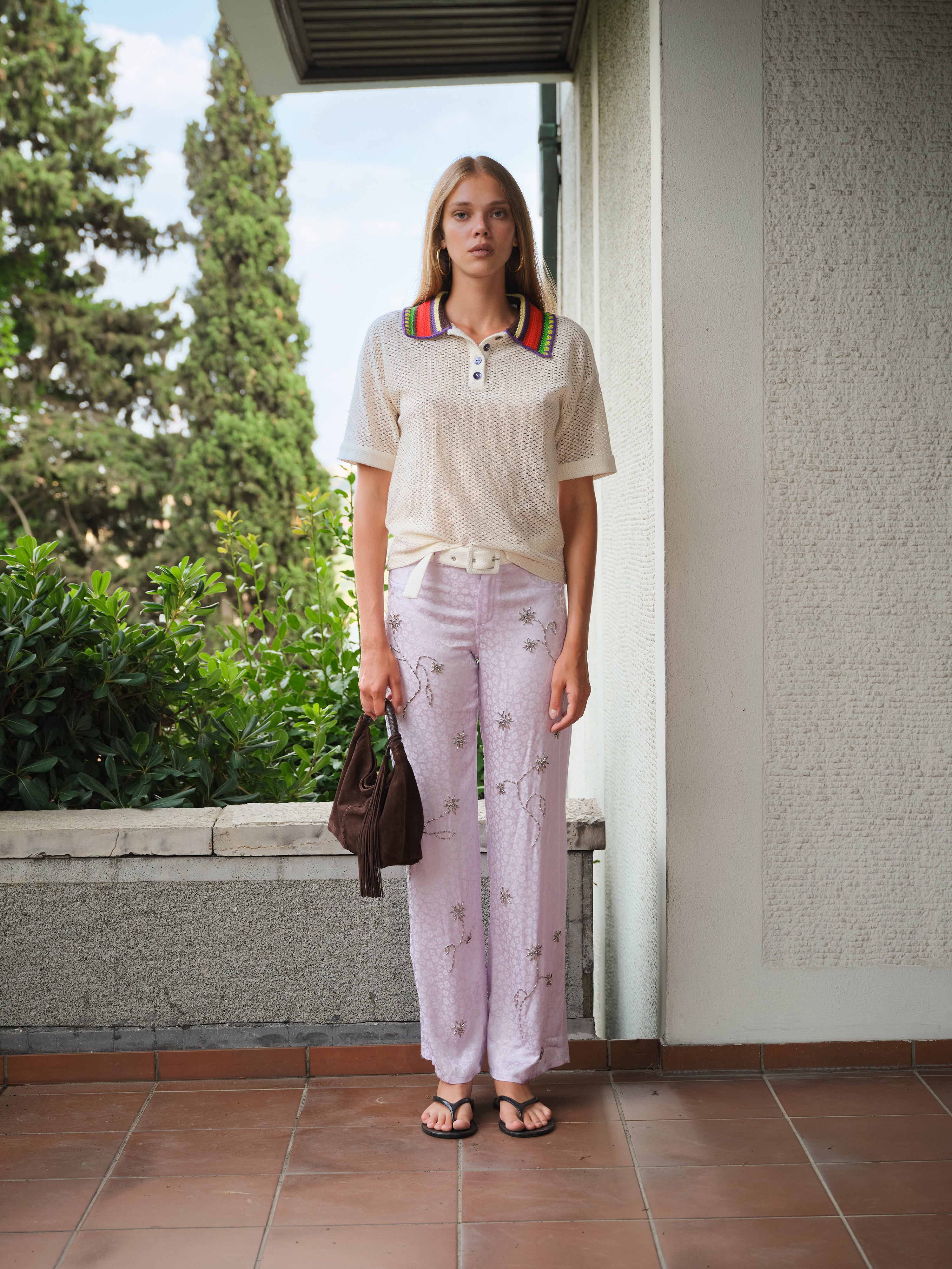 BRITY - Low-rise straight-leg embellished pants