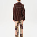 BRITY - Low-rise patchwork velvet pants
