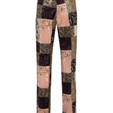 BRITY - Low-rise patchwork velvet pants