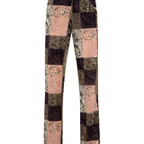 BRITY - Low-rise patchwork velvet pants