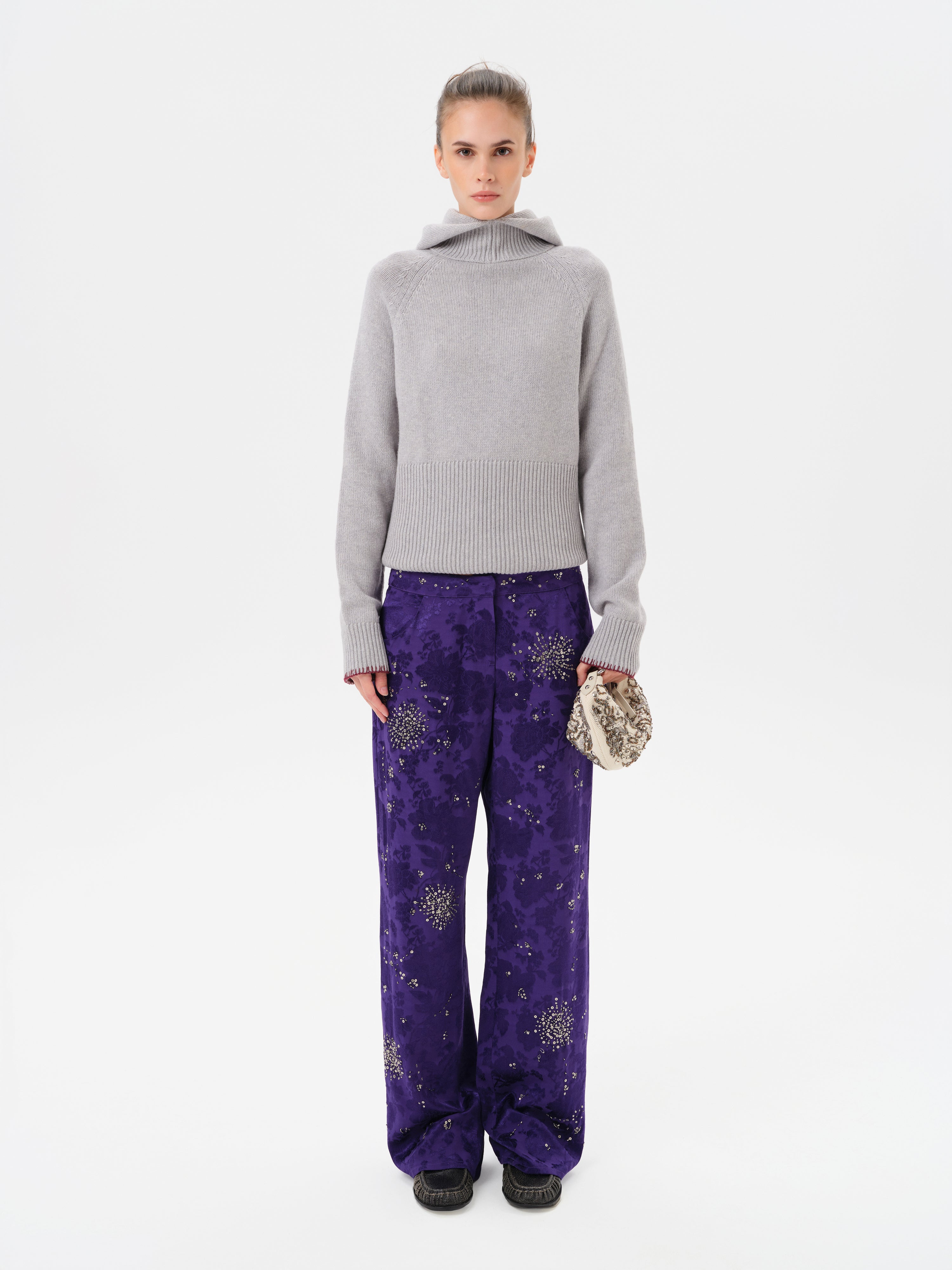 BRITY - Printed mid-rise satin pants