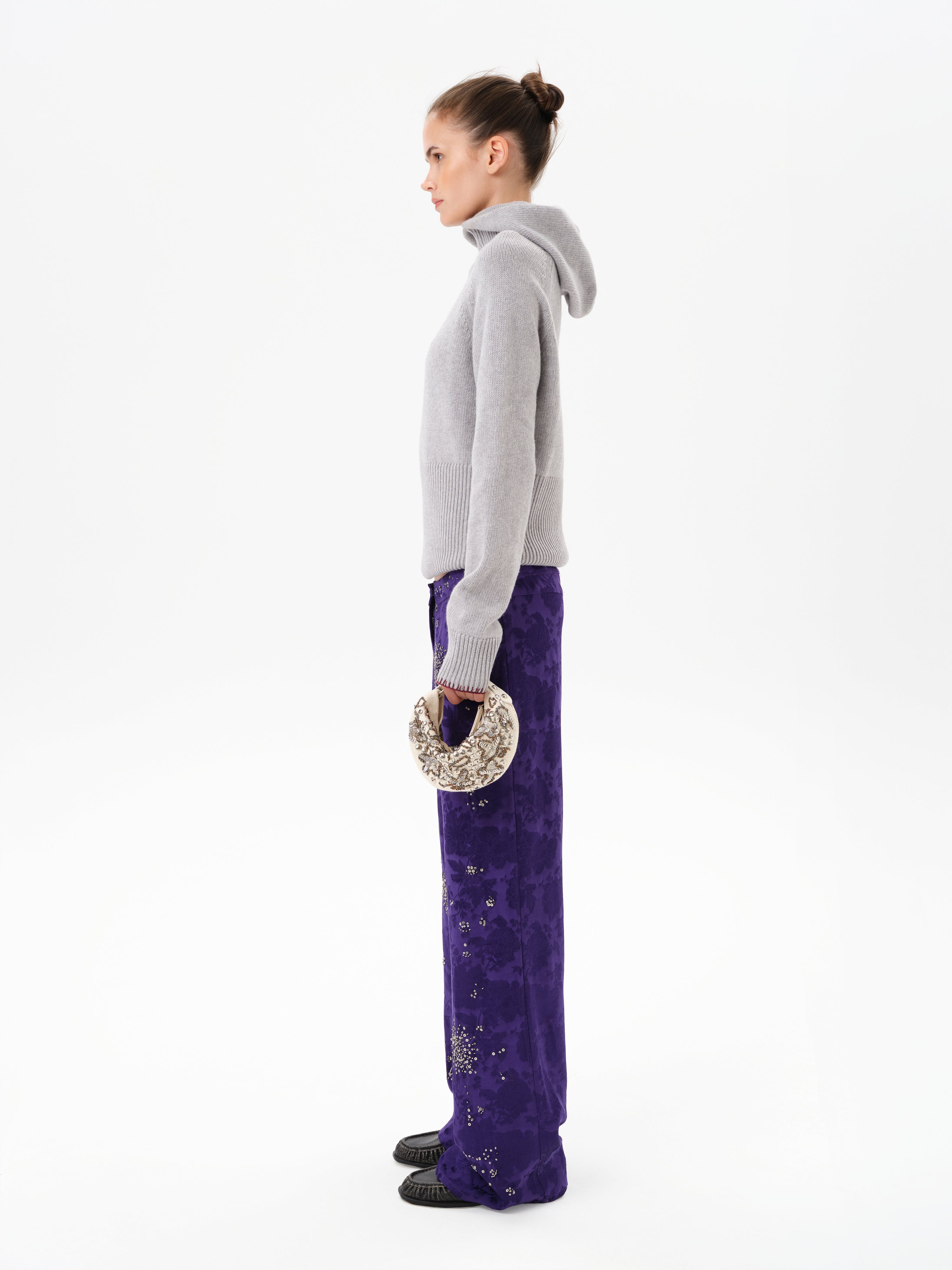 BRITY - Printed mid-rise satin pants
