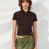 MOLLIE - Button detailed short sleeve knit top