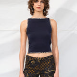 ZELNA - Fitted jersey top with stud details