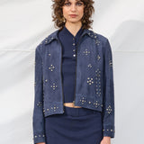 IOARIS - Cropped suede jacket with studs