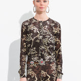 POLI - Velvet cardigan with floral print