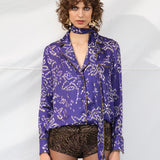 MICLA - Printed satin button-down shirt