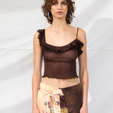 ARLA - Sheer mesh top with ruffle detail