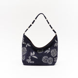 MINI GALIA - Silver-embroidered suede shoulder bag
