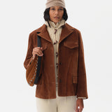ASEAN - Contrast top-stitched suede leather jacket