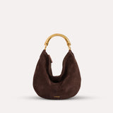 CHÉRIE MEDIUM - Medium suede hobo bag with metal top handle