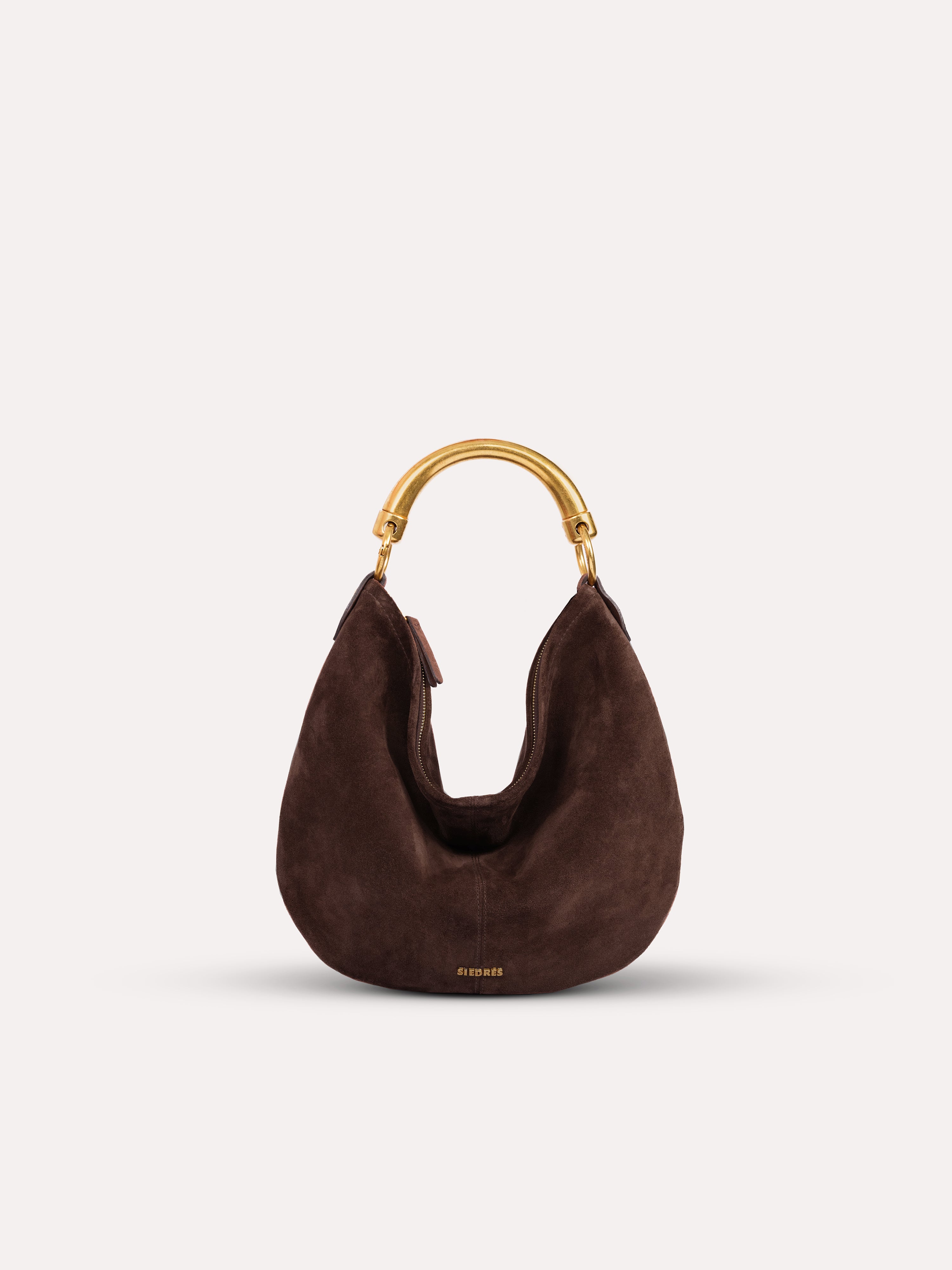 CHÉRIE MEDIUM - Medium suede hobo bag with metal top handle