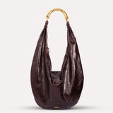 CHÉRIE LARGE - Oversized leather hobo bag with metal top handle