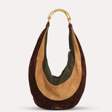 CHÉRIE LARGE - Oversized suede hobo bag with metal top handle