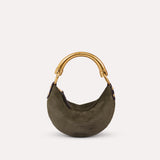CHÉRIE SMALL - Suede hobo bag with metal top handle