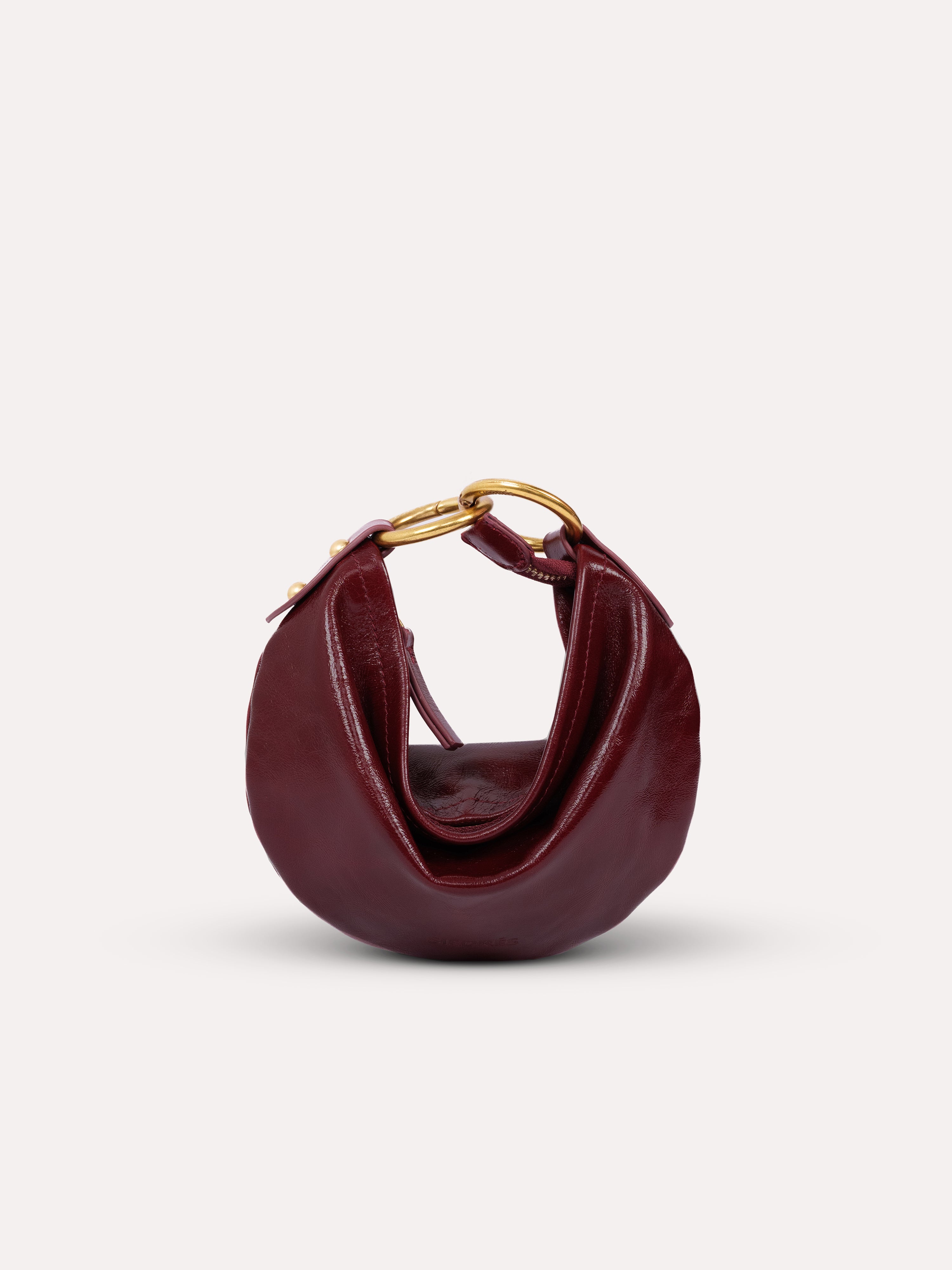 CHÉRIE SMALL - Leather hobo bag with metal top handle