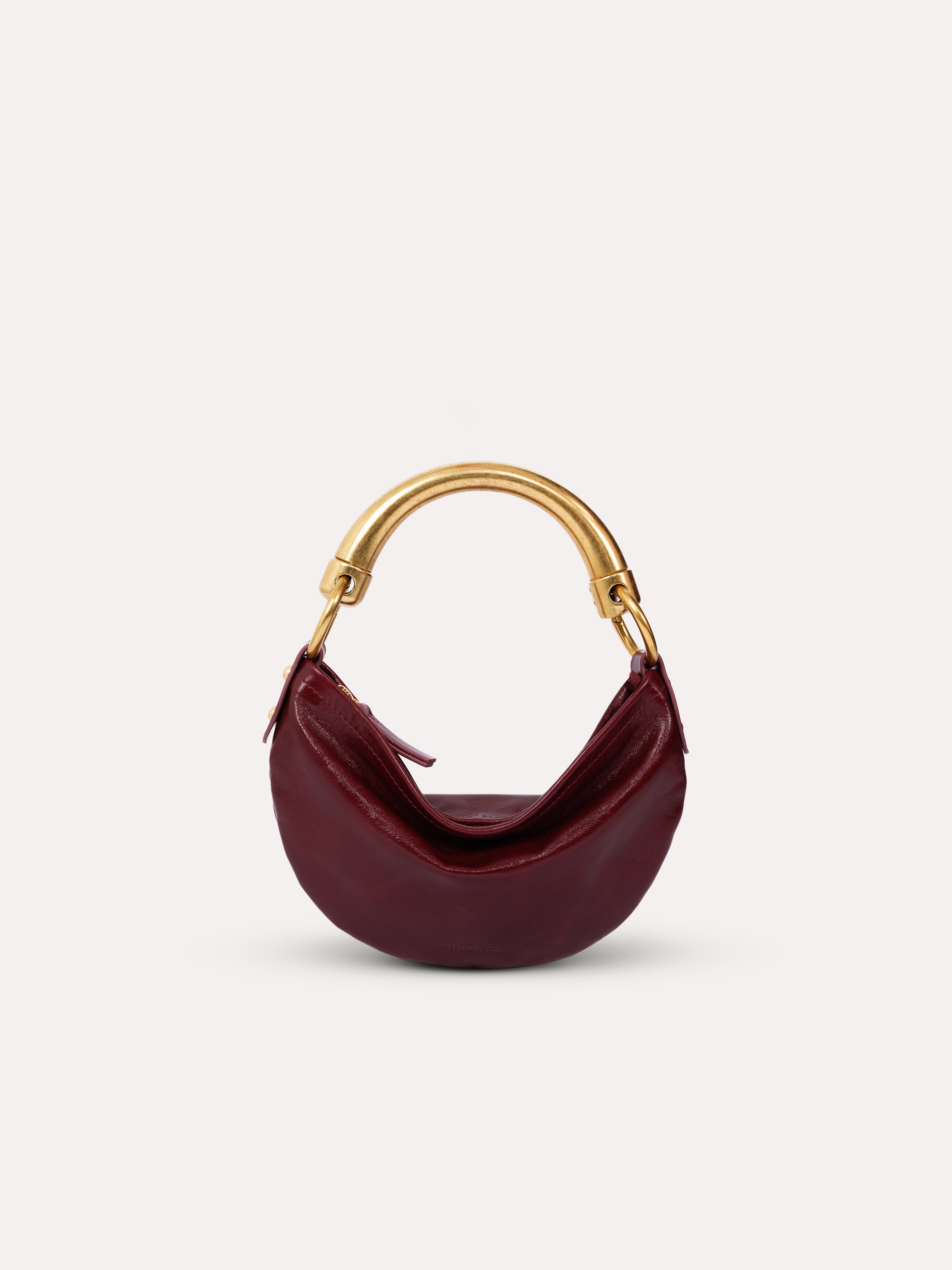 CHÉRIE SMALL - Leather hobo bag with metal top handle