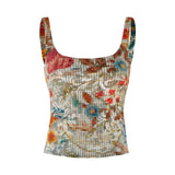 CALI - Floral-print square-neck devoré tank top