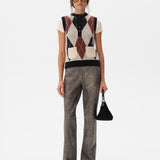RENAS - High-rise embellished flare-leg leather pants