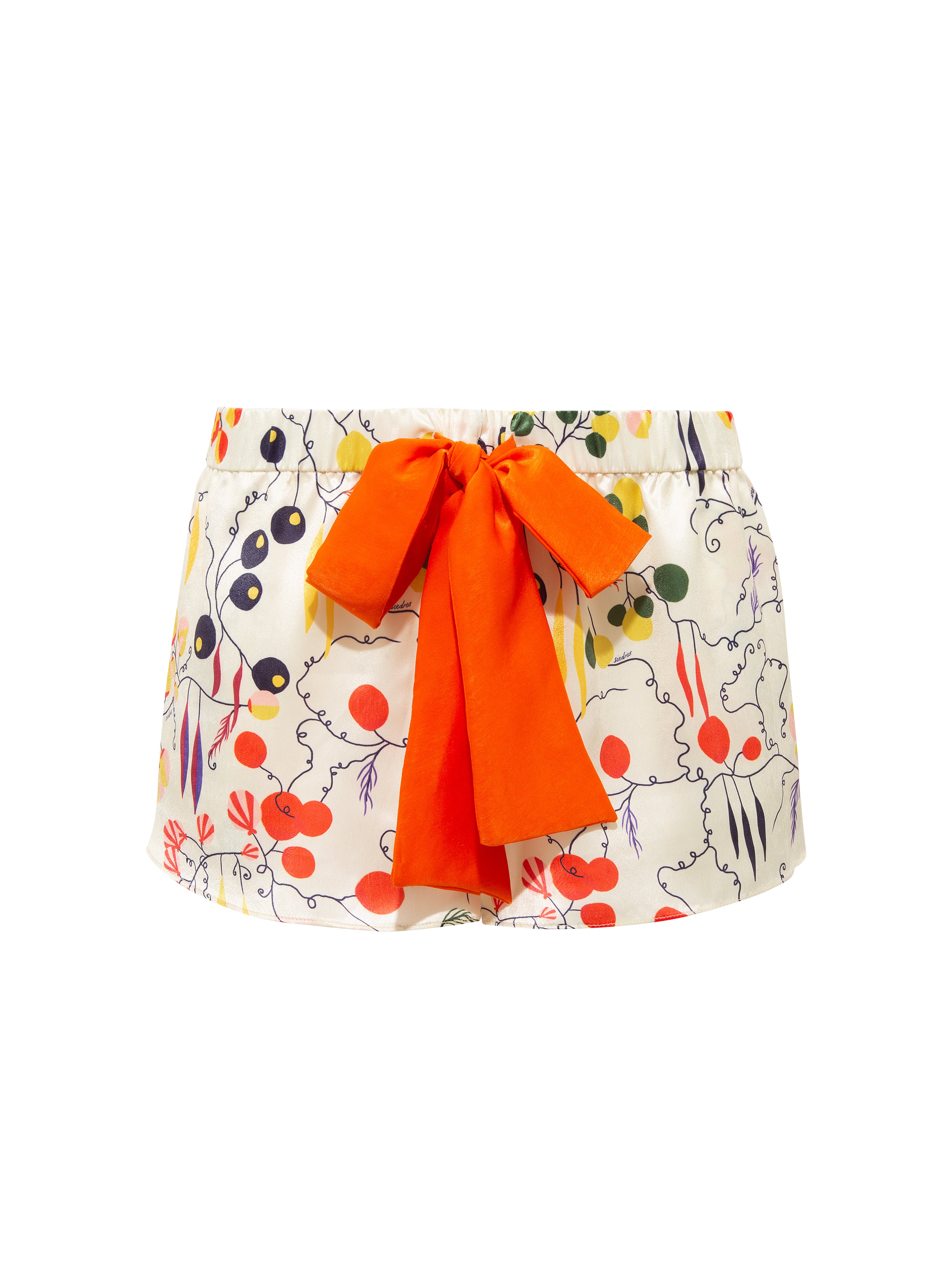 CASSY - Printed satin mini shorts with contrast bow