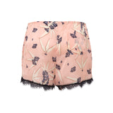 CASSY - Lace-trimmed satin mini shorts