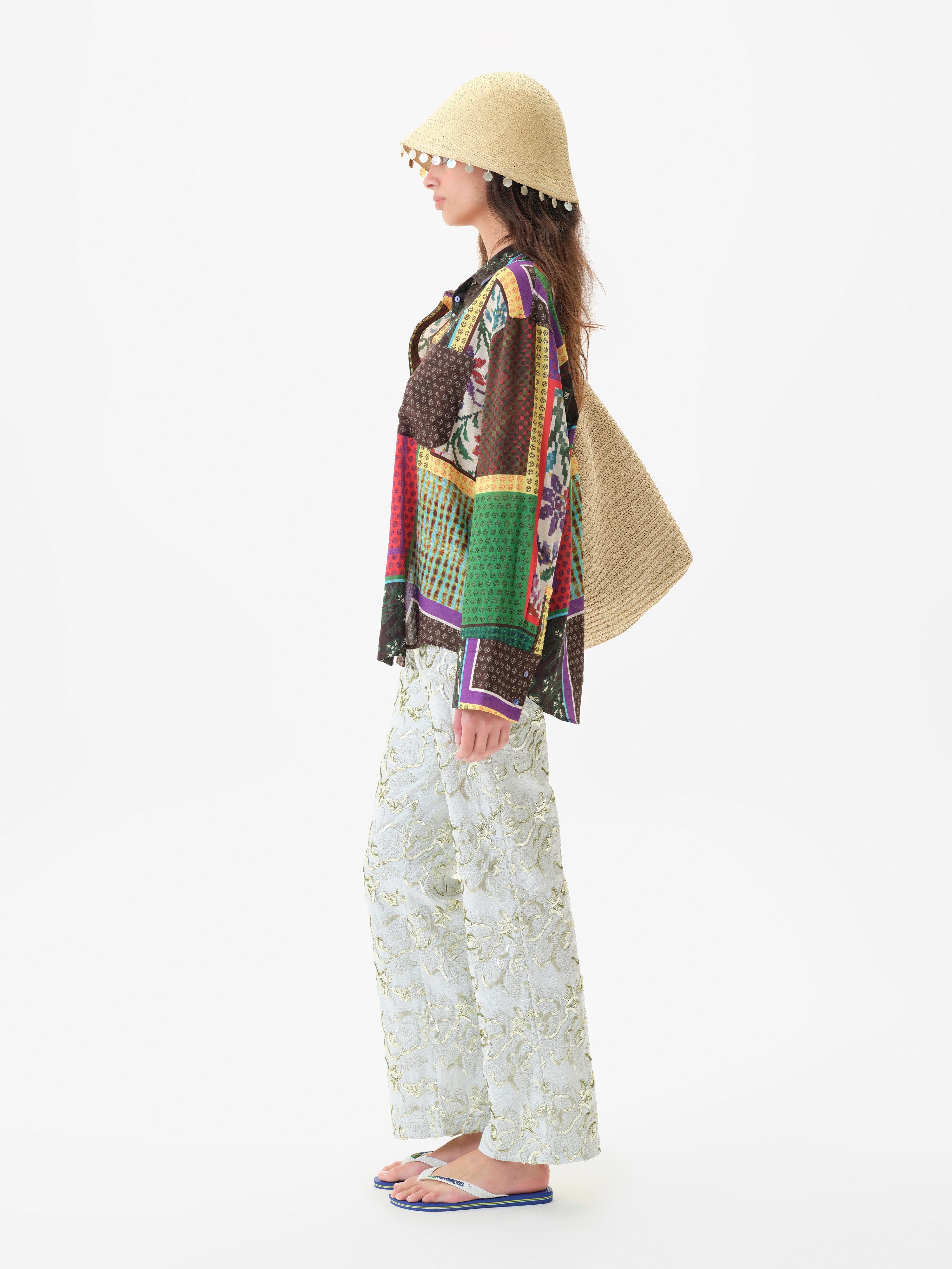 CERA - Floral sequin-embroidered straight-leg pants
