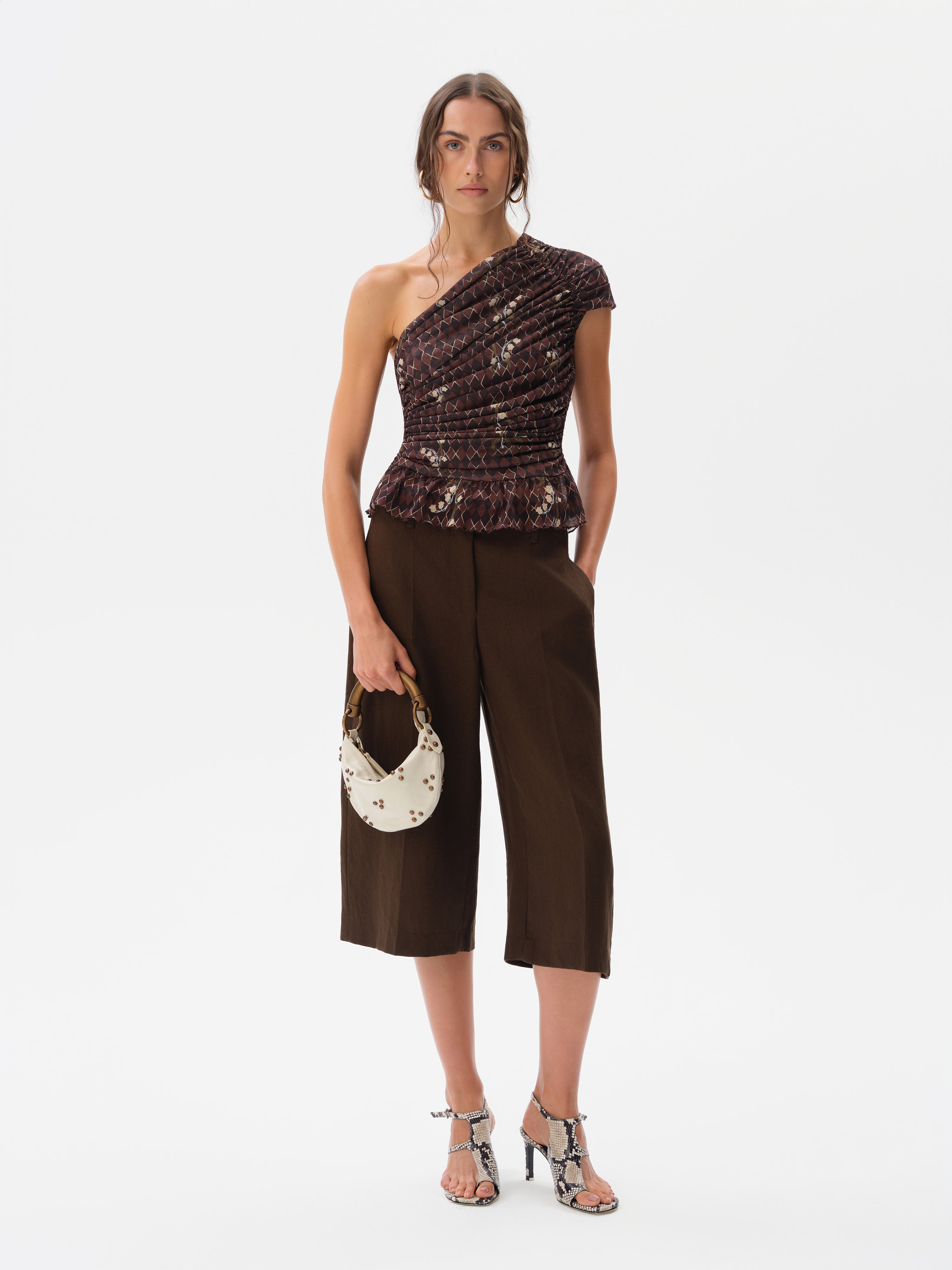 CHÉRIE SMALL - Canvas hobo bag with metal top handle