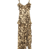 CHILAS - Animal-print ruffled dress with front slits