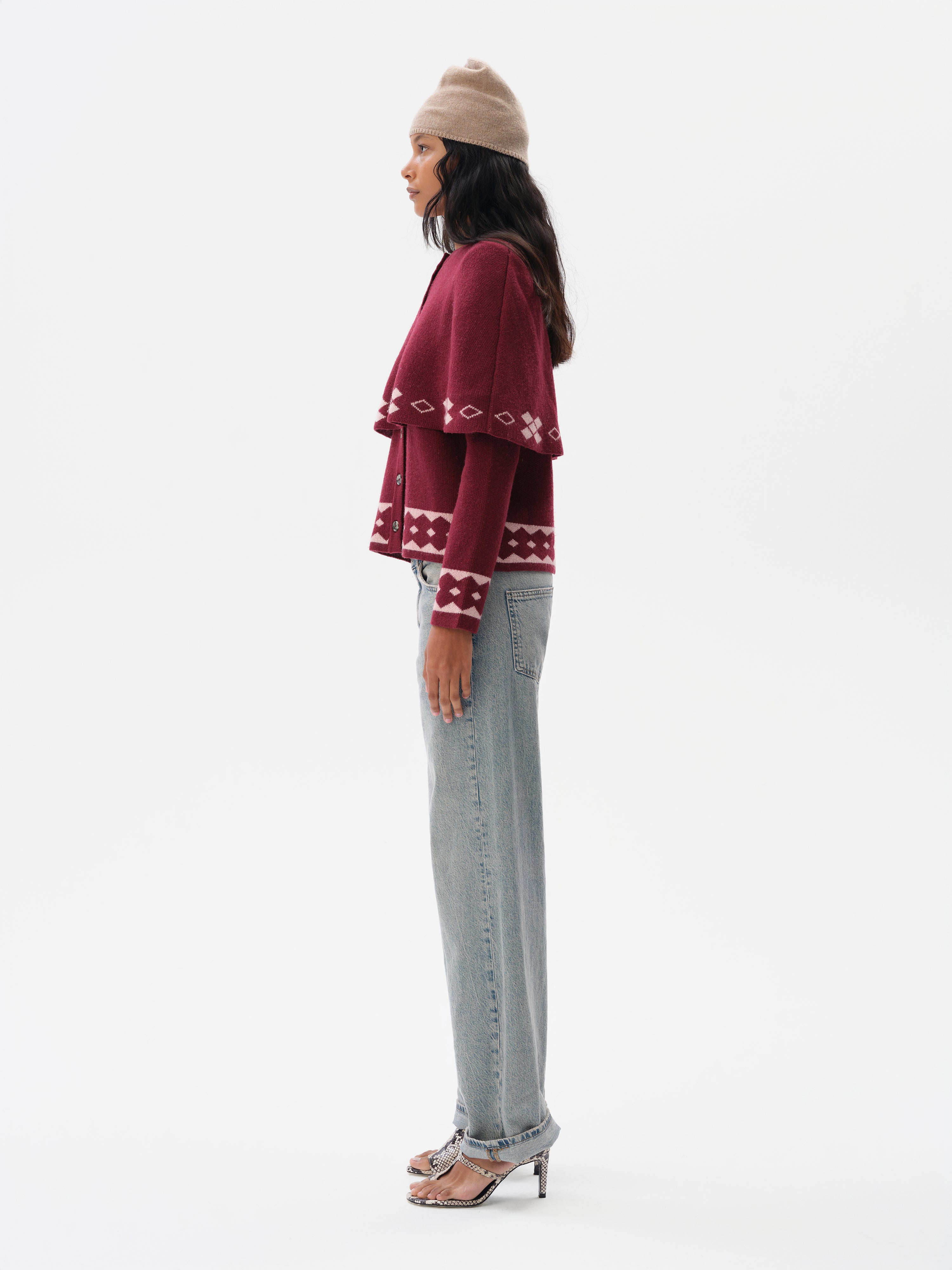 CLEO - Cashmere-wool blend cape detailed knit cardigan
