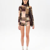 CODY - Patchwork print long sleeve velvet top